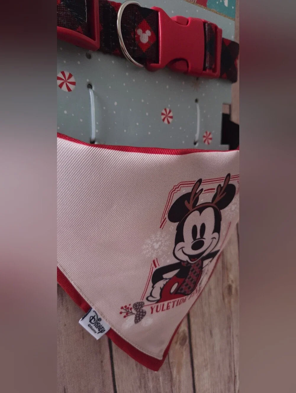 Disney Mickey Yuletide Bandana & Plaid Collar Set NIP